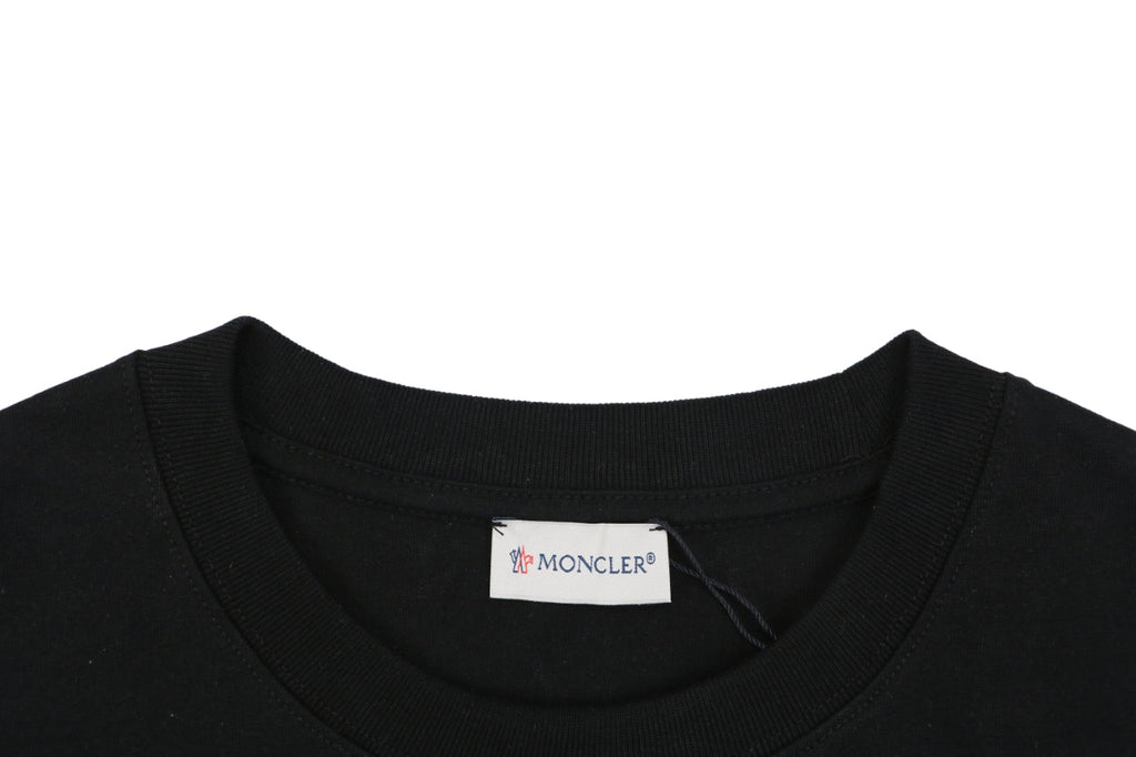Moncler Red & Blue Ink Splash Oversized Logo Print Short Sleeve Tee
