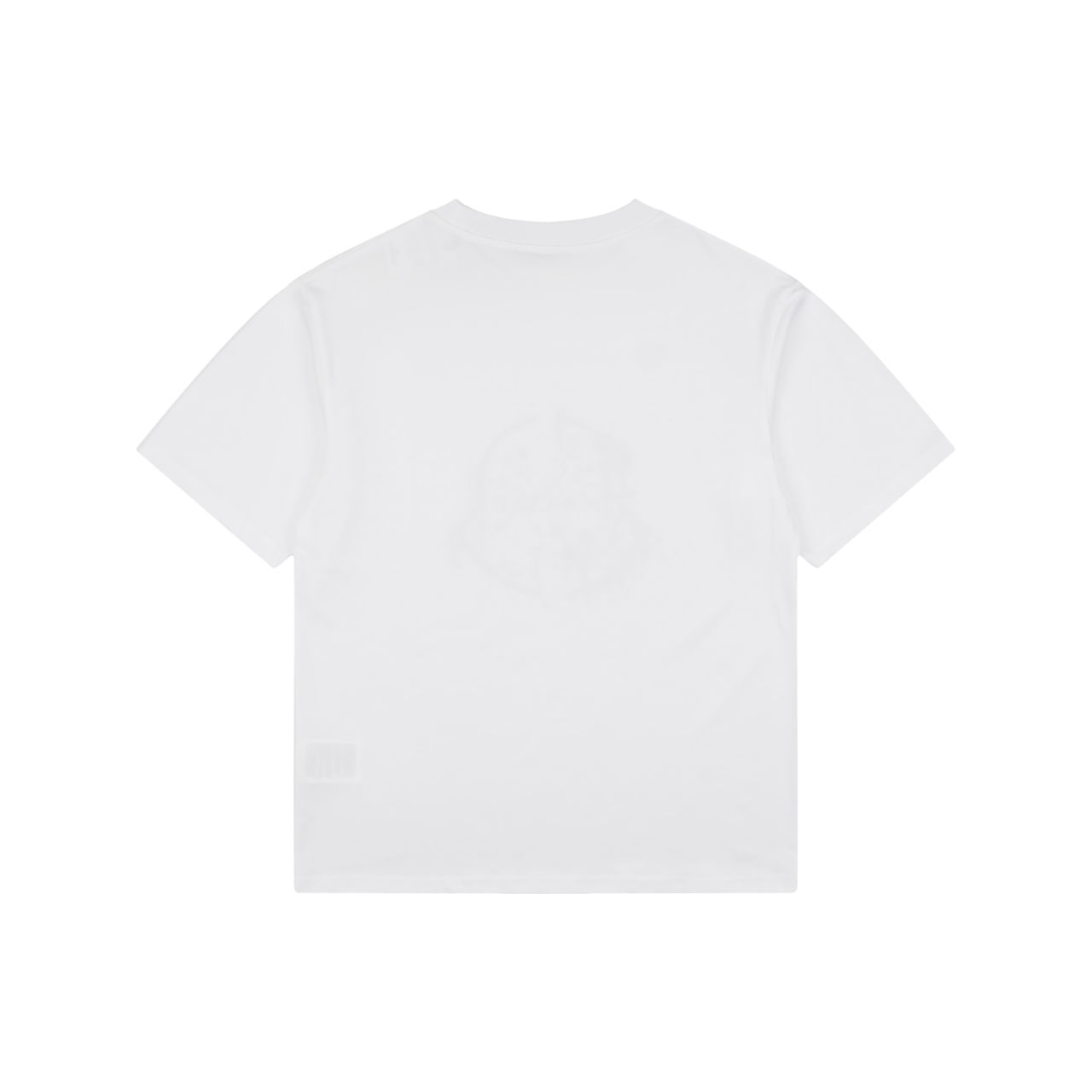Moncler Red & Blue Ink Splash Oversized Logo Print Short Sleeve Tee — White