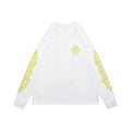 Chrome Hearts Cross Floral Sleeve & Gothic Script Back Print Long Sleeve Tee — White