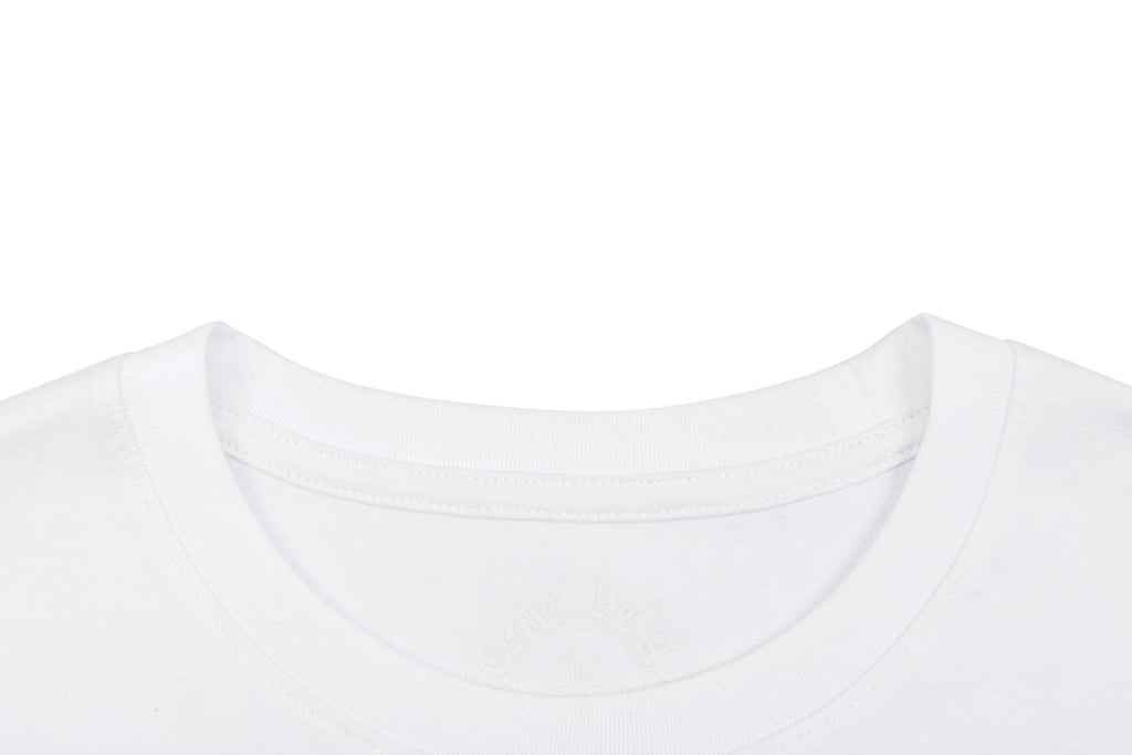 Chrome Hearts Cross Floral Sleeve & Gothic Script Back Print Long Sleeve Tee — White