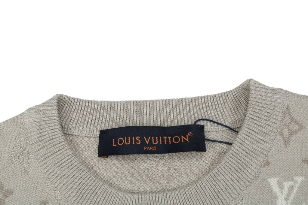 Louis Vuitton Gradient Monogram Intarsia Jacquard Short Sleeve Tee — Grey