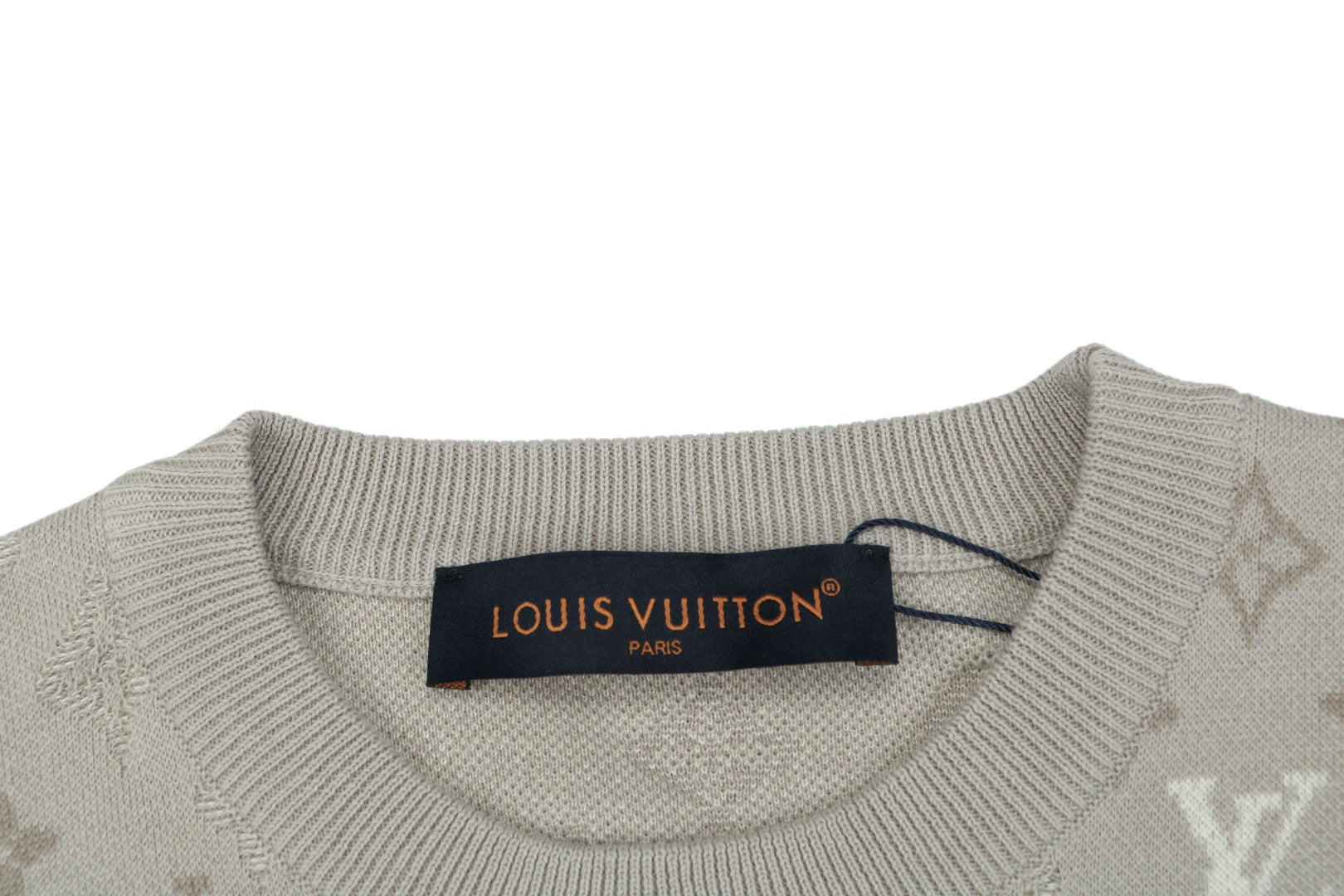 Louis Vuitton Gradient Monogram Intarsia Jacquard Short Sleeve Tee — Grey