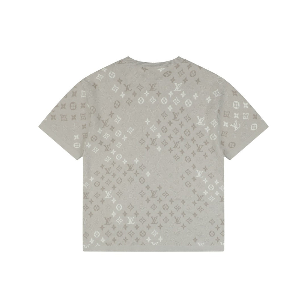 Louis Vuitton Gradient Monogram Intarsia Jacquard Short Sleeve Tee — Grey