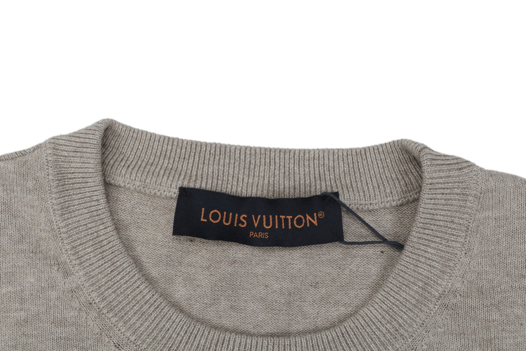 Louis Vuitton × Park Seo-Bo Chenille Script Jacquard Short Sleeve Tee — Stone Grey