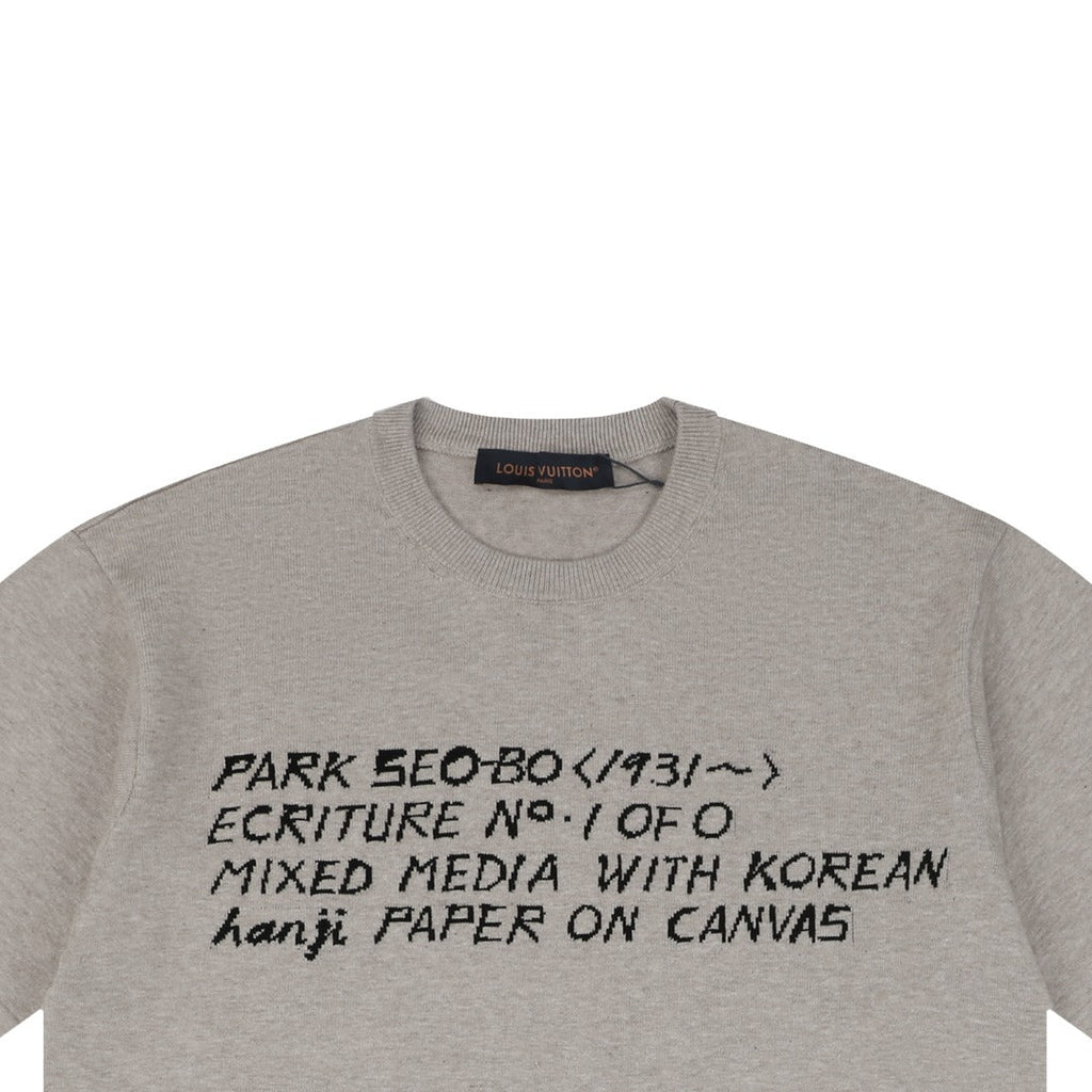 Louis Vuitton × Park Seo-Bo Chenille Script Jacquard Short Sleeve Tee — Stone Grey