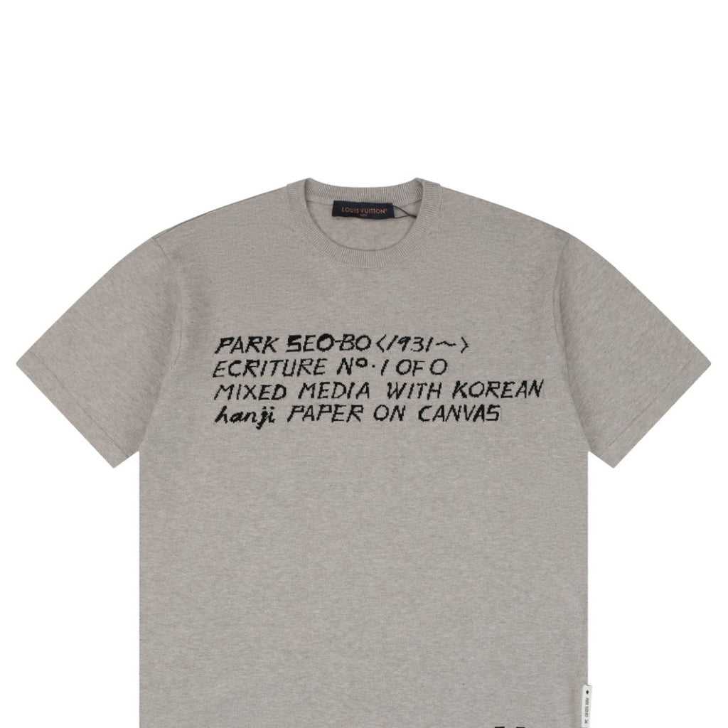 Louis Vuitton × Park Seo-Bo Chenille Script Jacquard Short Sleeve Tee — Stone Grey