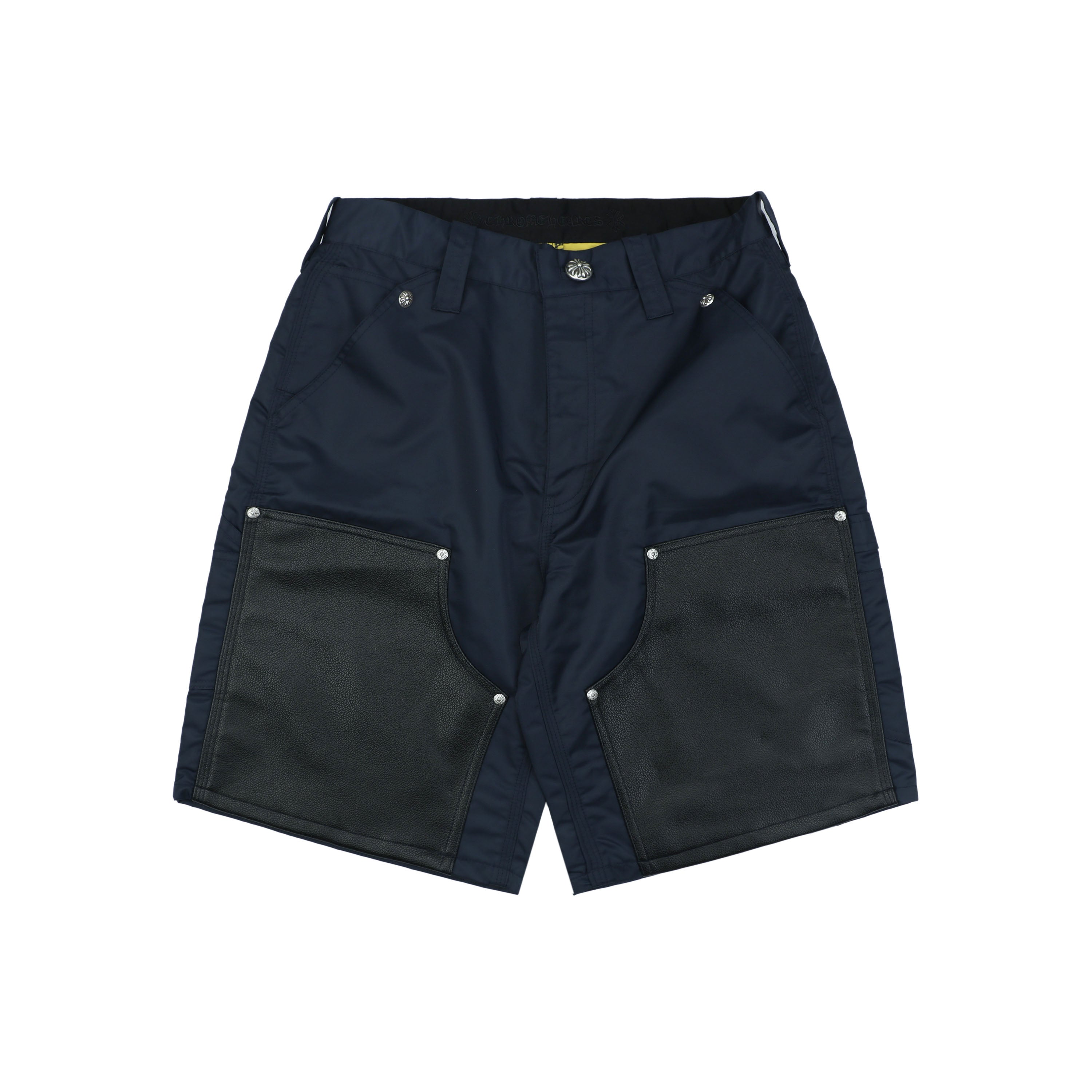 Chrome Hearts 24FW Patchwork Leather Lumberjack Shorts — Navy
