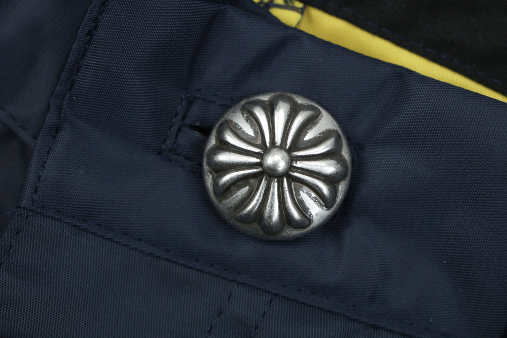 Chrome Hearts 24FW Patchwork Leather Lumberjack Shorts — Navy
