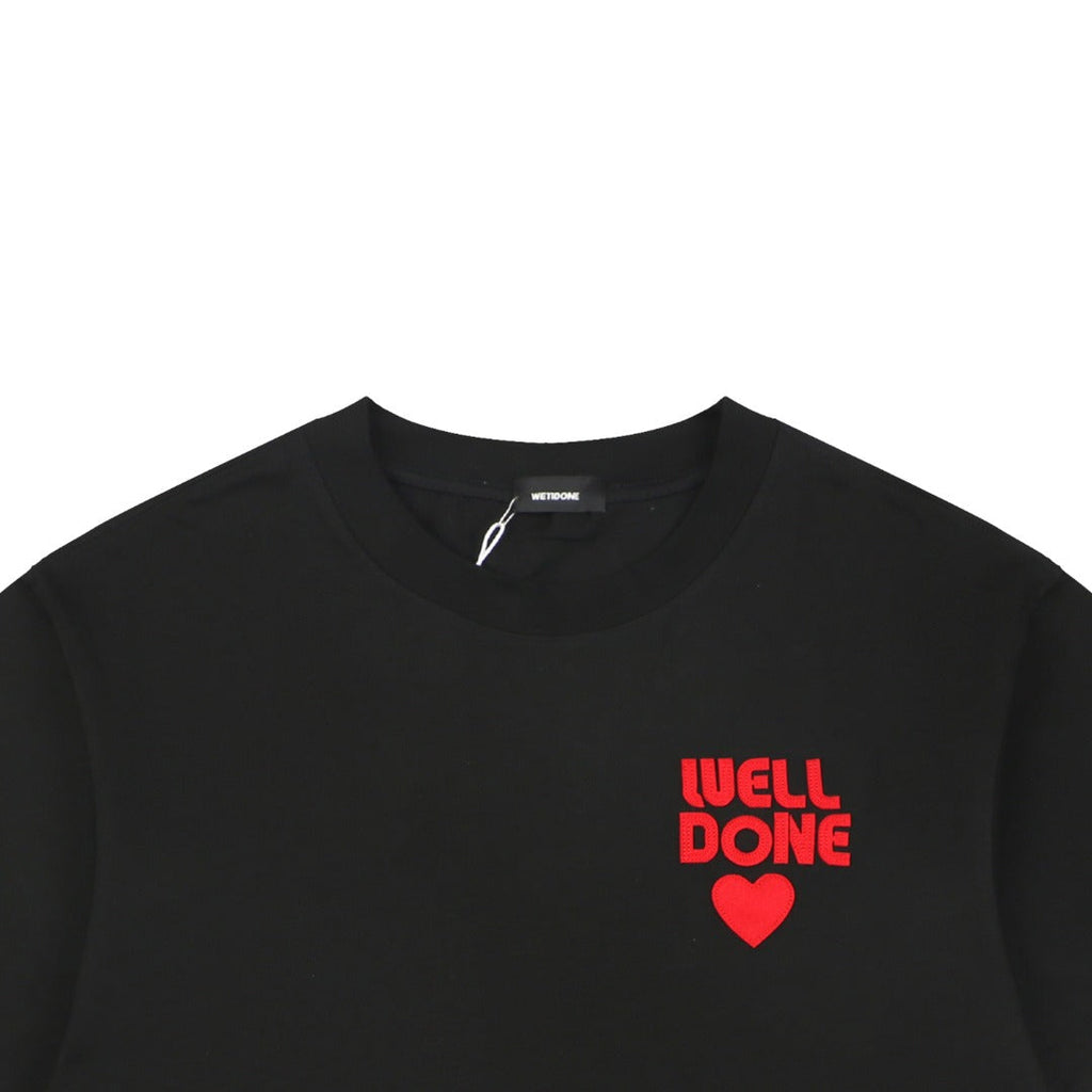 We11done Heart WE Letter Appliqué Embroidered Short Sleeve Tee — Black