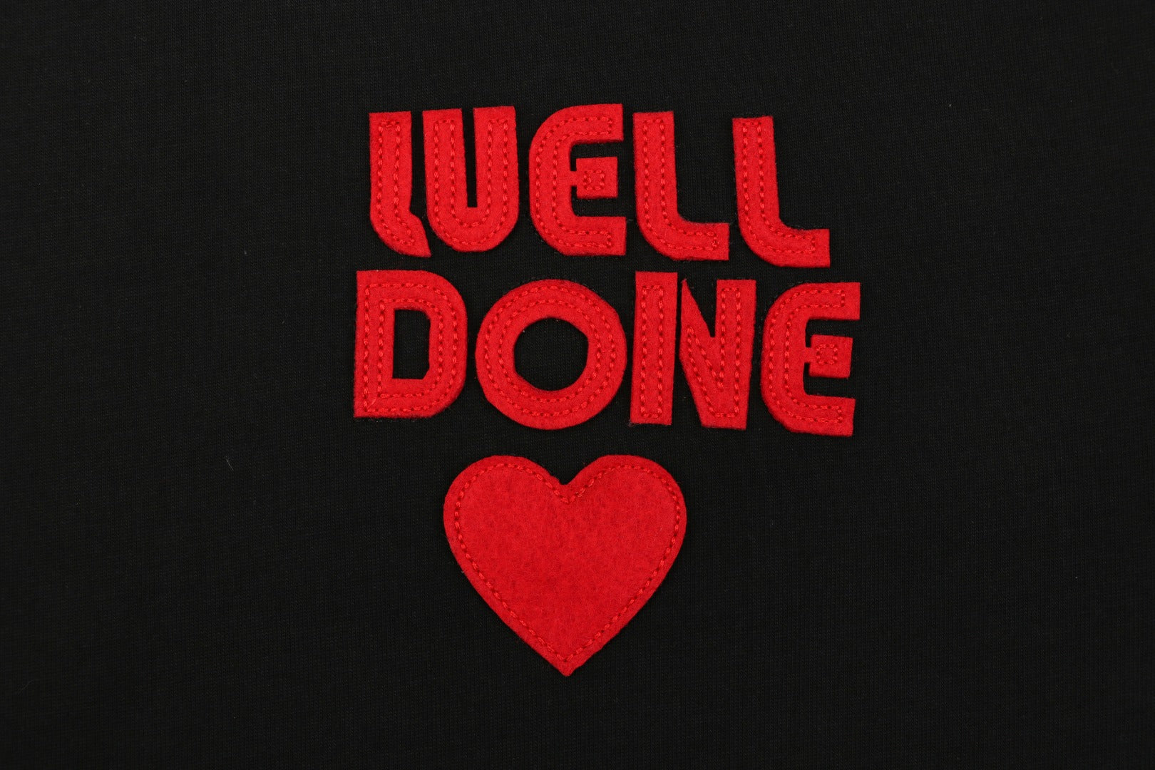 We11done Heart WE Letter Appliqué Embroidered Short Sleeve Tee — Black