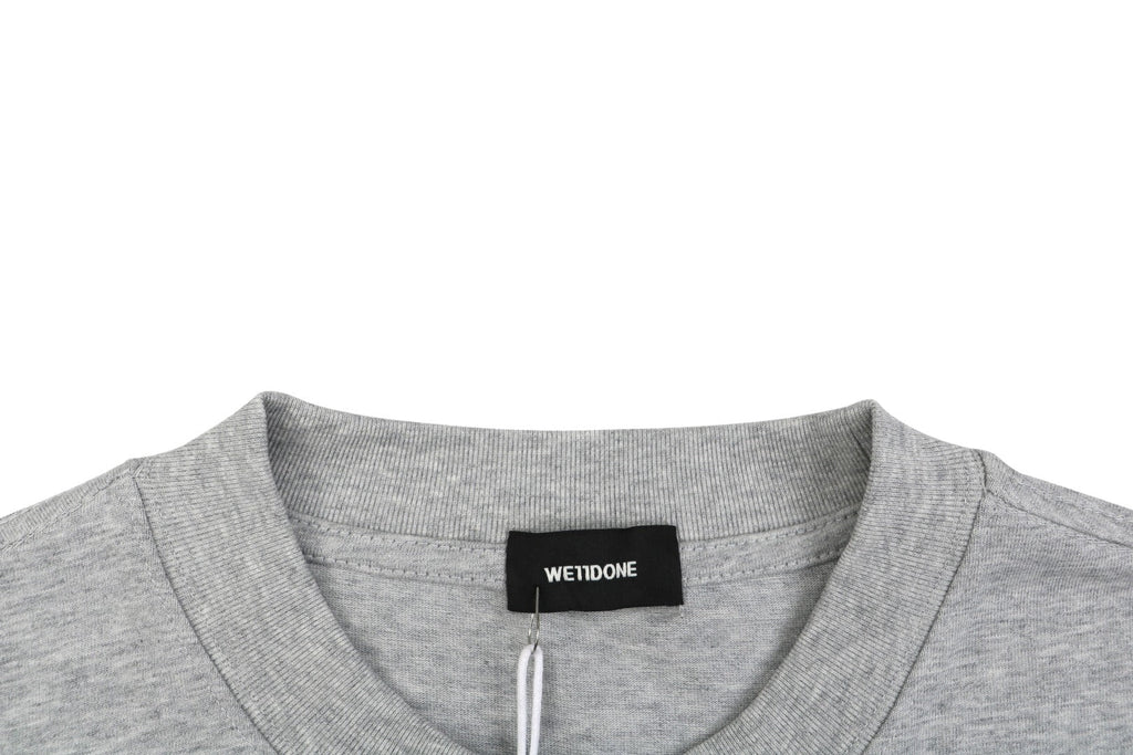 We11done Heart WE Letter Appliqué Embroidered Short Sleeve Tee — Light Grey
