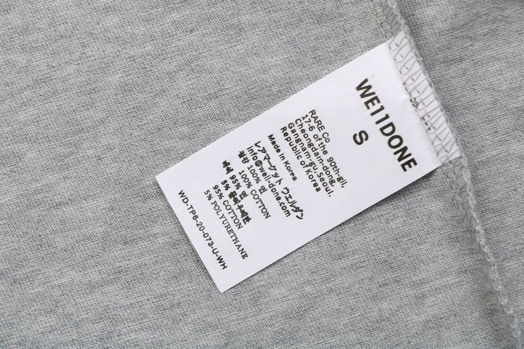 We11done Heart WE Letter Appliqué Embroidered Short Sleeve Tee — Light Grey