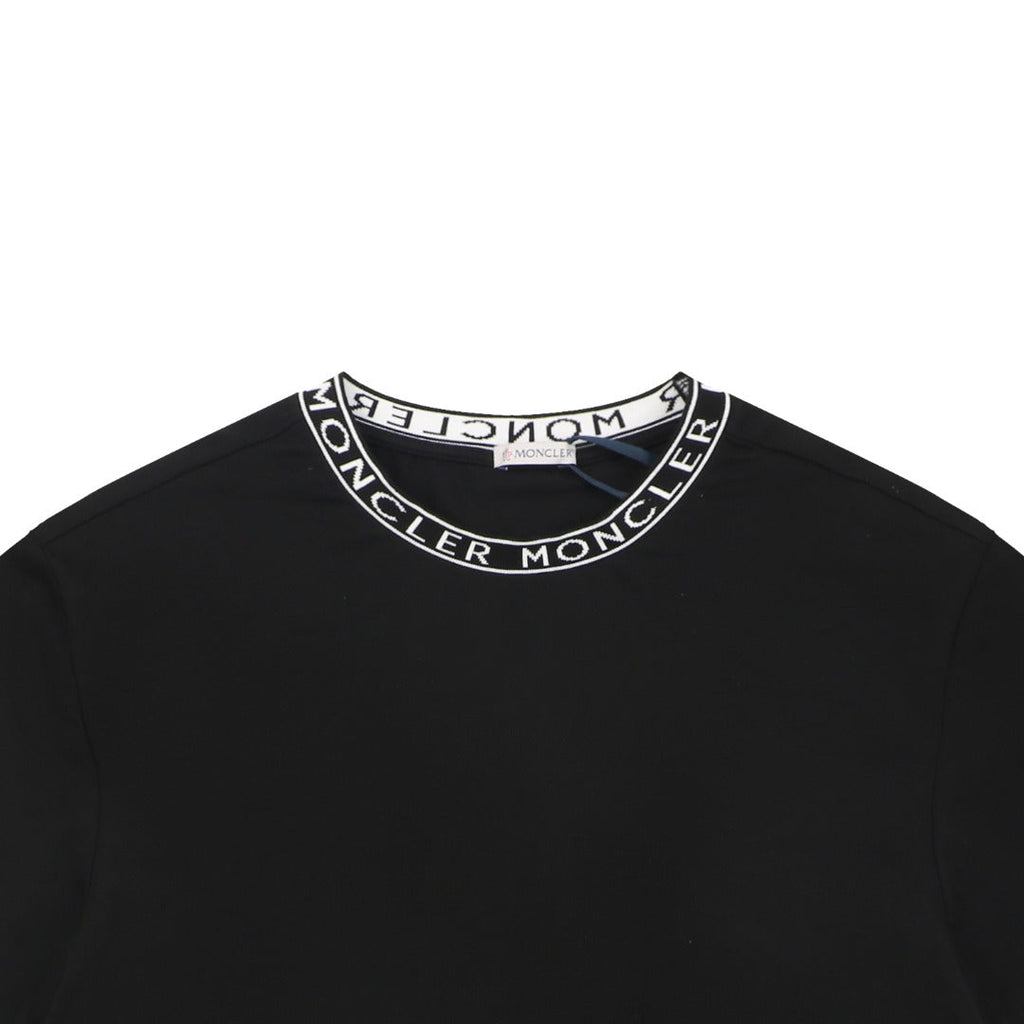 Moncler Letter Ribbed Collar Short Sleeve Tee — Black