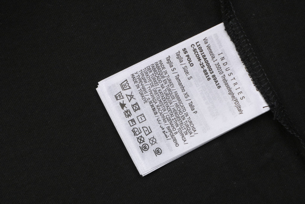 Moncler Letter Ribbed Collar Short Sleeve Tee — Black