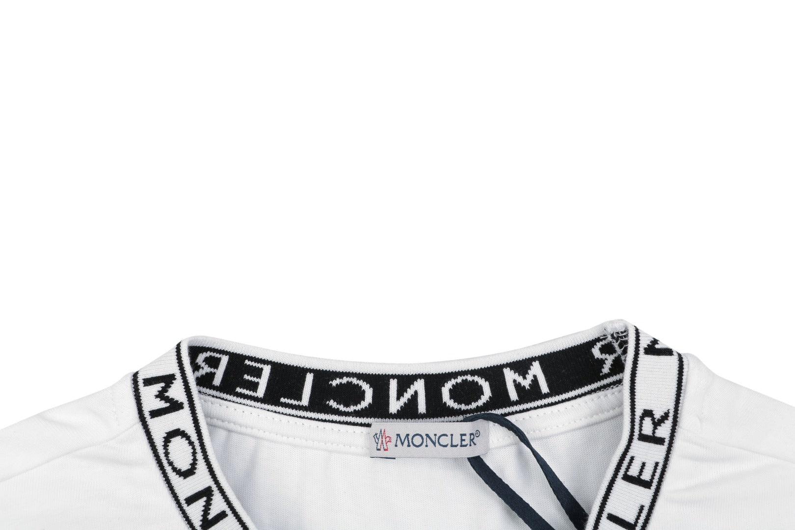 Moncler Letter Ribbed Collar Short Sleeve Tee — White