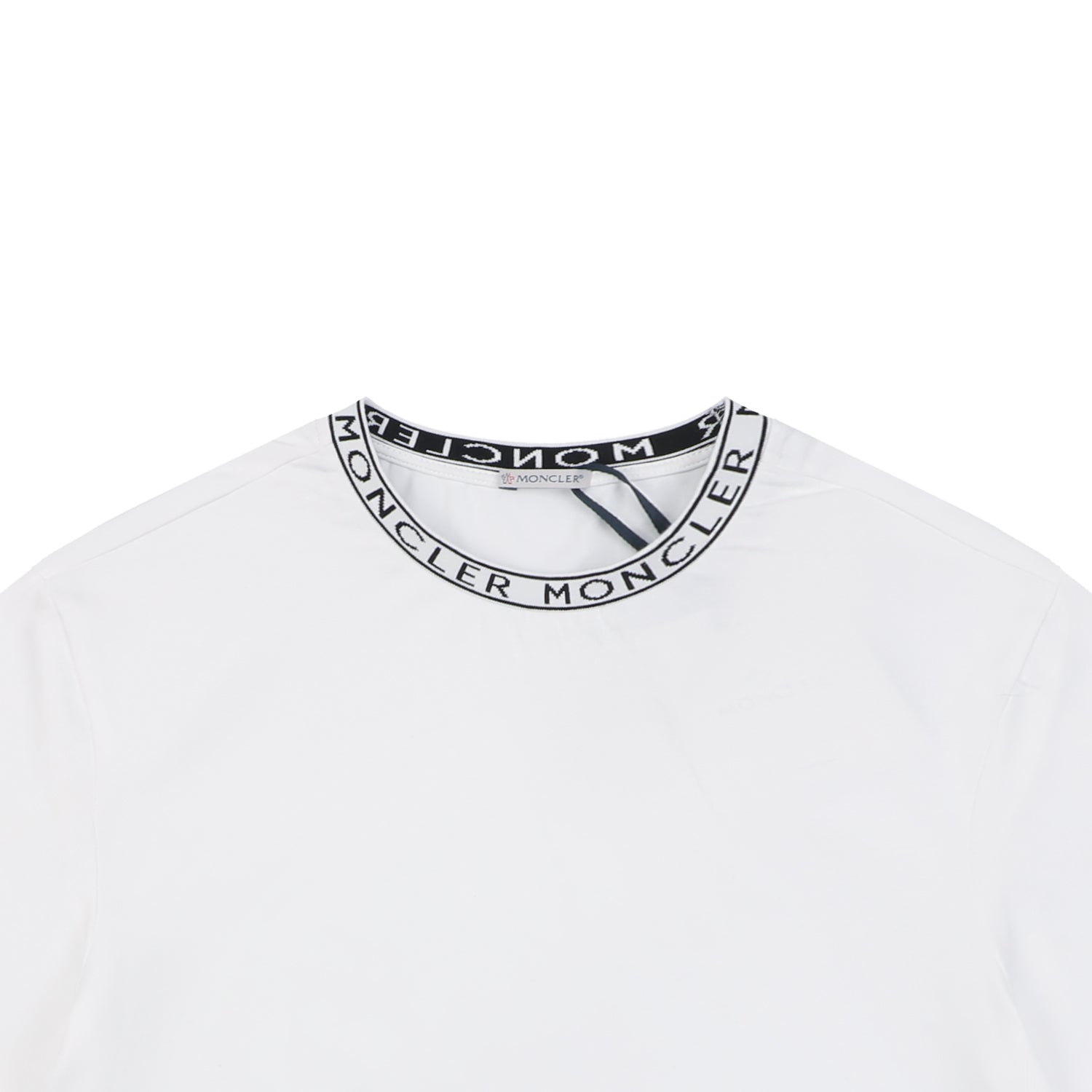 Moncler Letter Ribbed Collar Short Sleeve Tee — White
