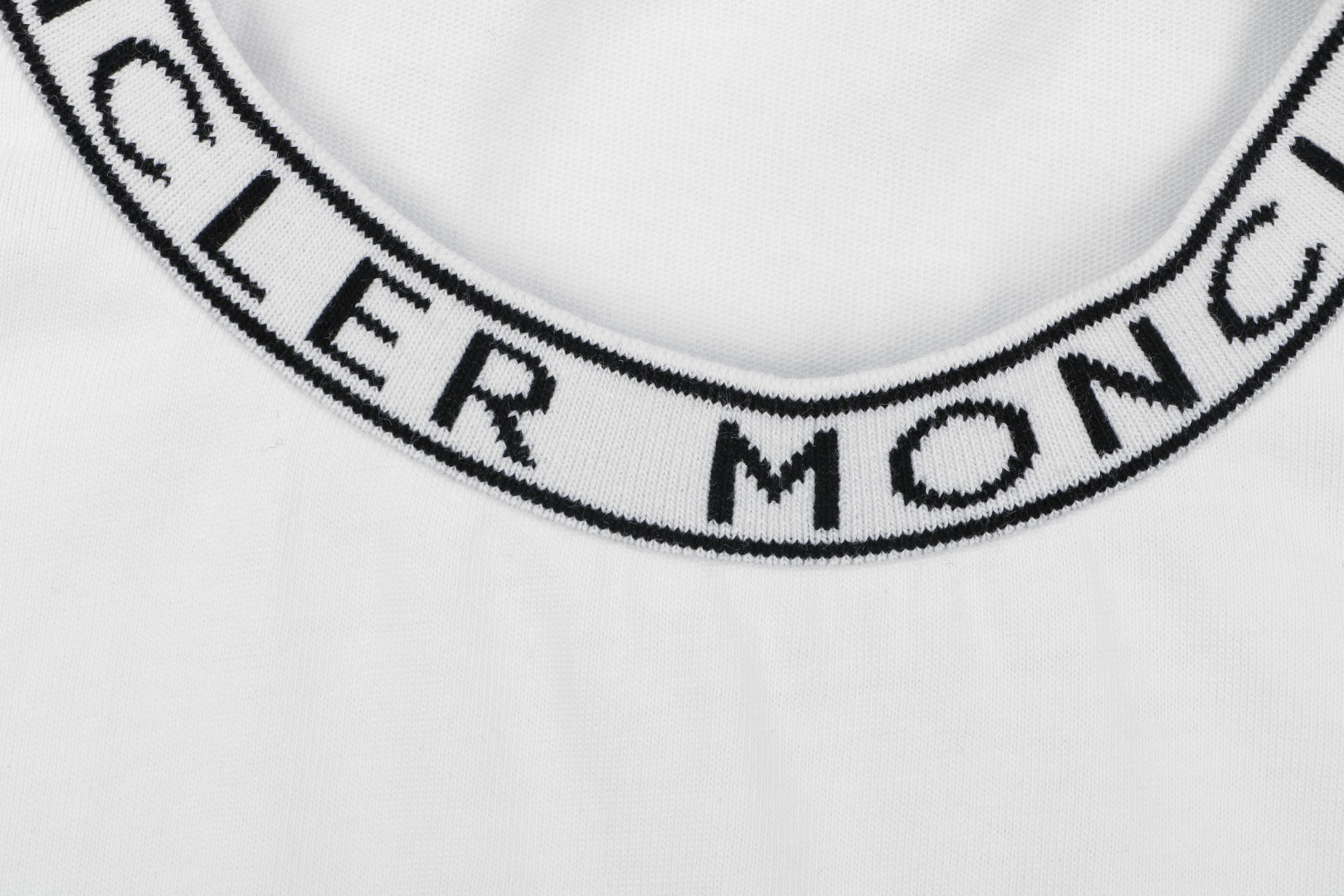 Moncler Letter Ribbed Collar Short Sleeve Tee — White