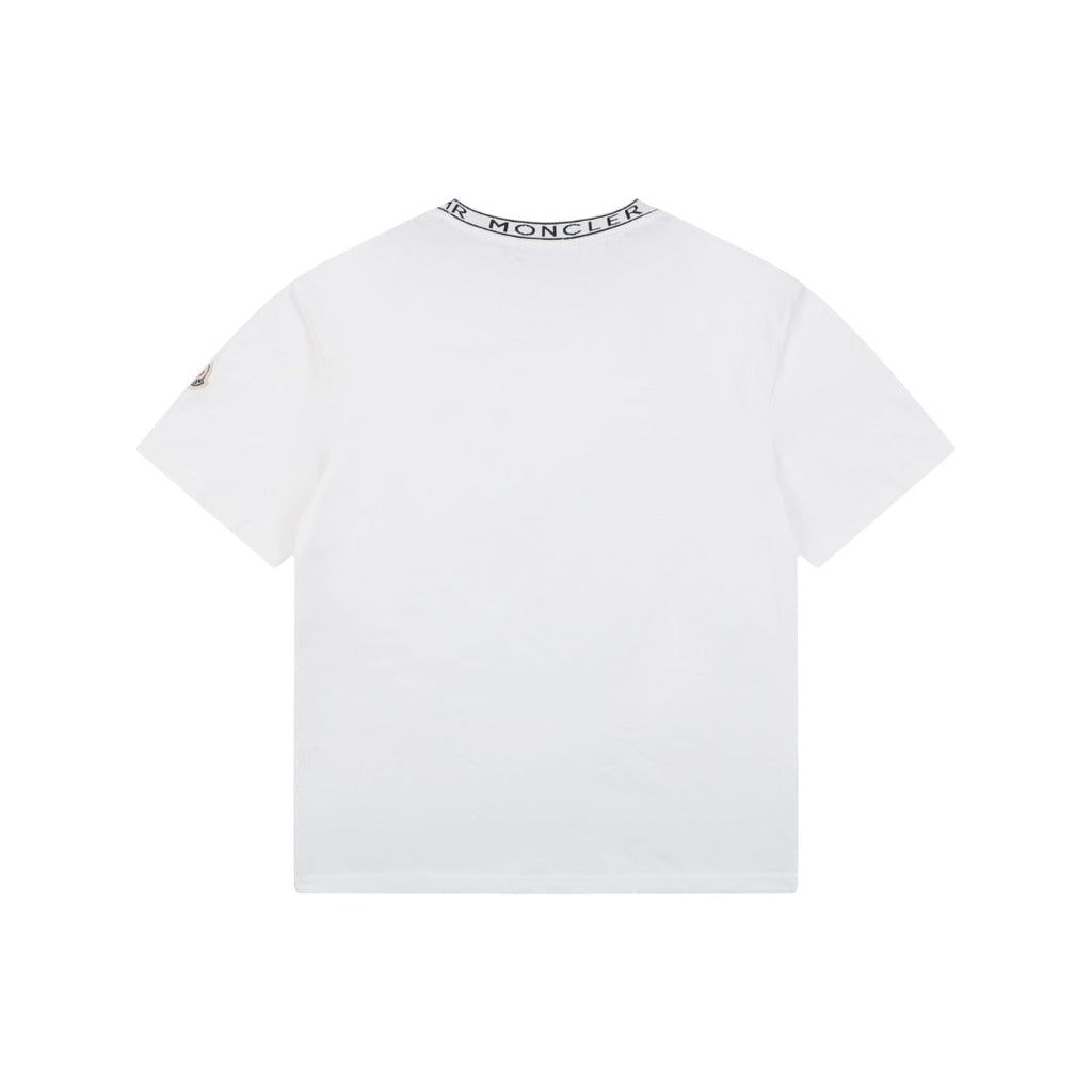 Moncler Letter Ribbed Collar Short Sleeve Tee — White