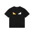 Fendi Yellow & White Monster Eyes Heat-Transfer Print Short Sleeve Tee — Black