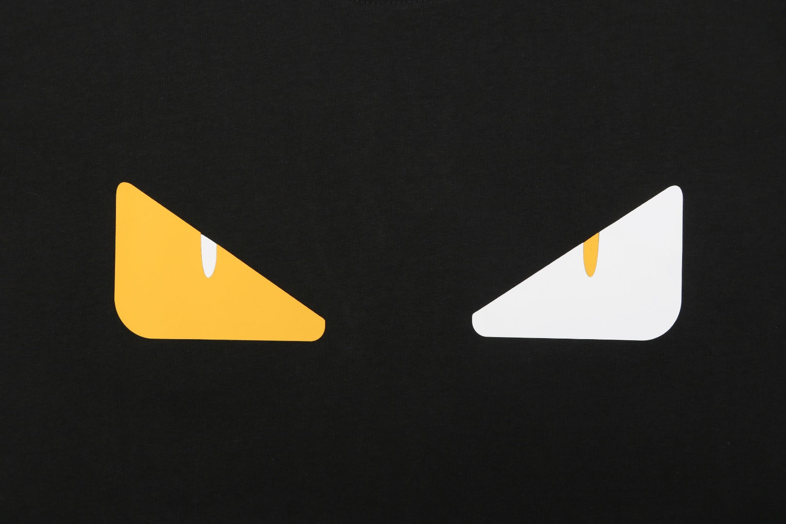 Fendi Yellow & White Monster Eyes Heat-Transfer Print Short Sleeve Tee — Black