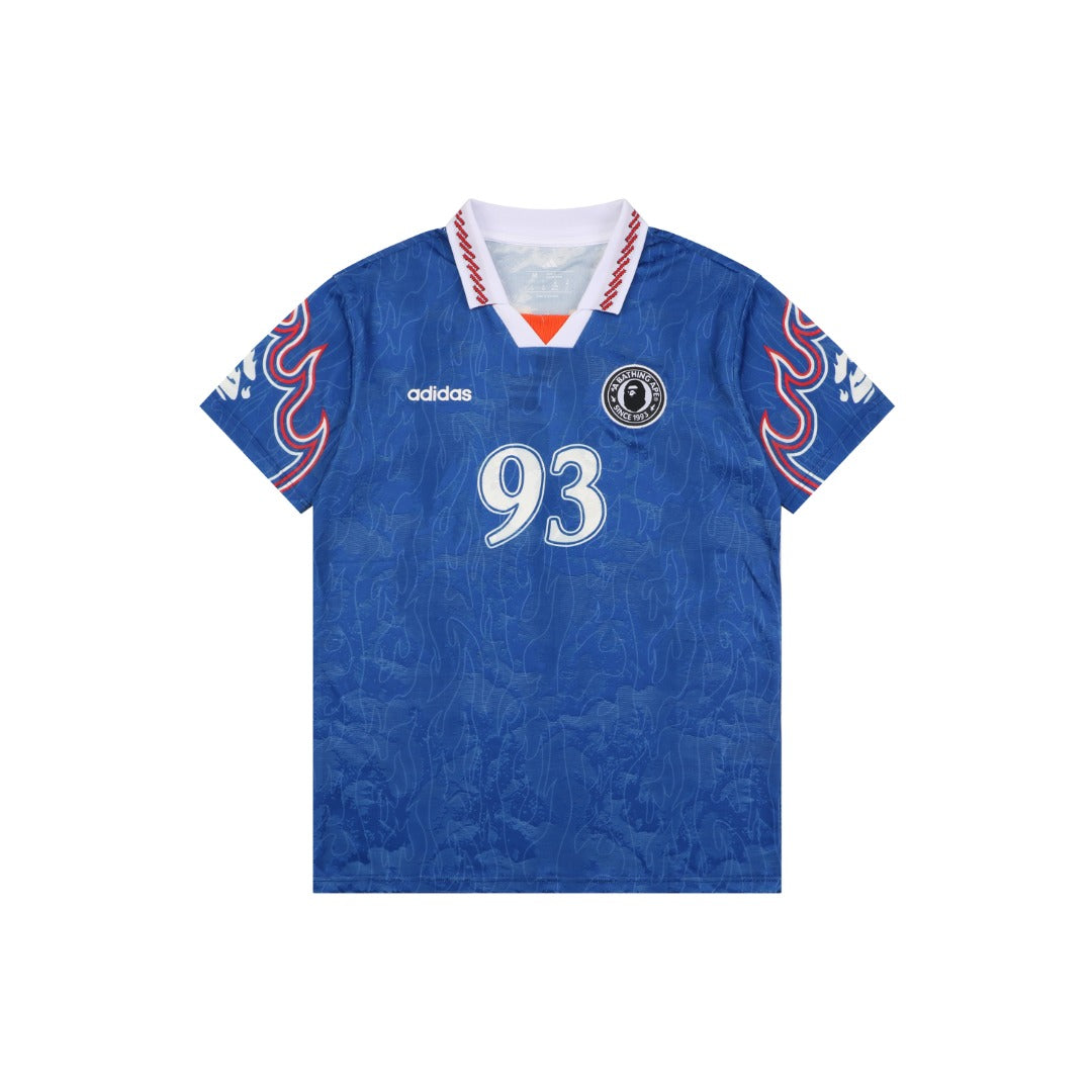BAPE × Adidas Ape Head '93 Football Jersey Short Sleeve Tee — Royal Blue
