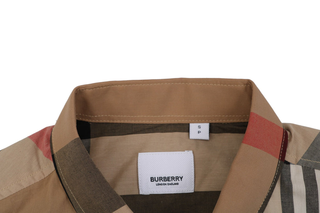 Burberry Patchwork Check Long Sleeve Shirt — Camel
