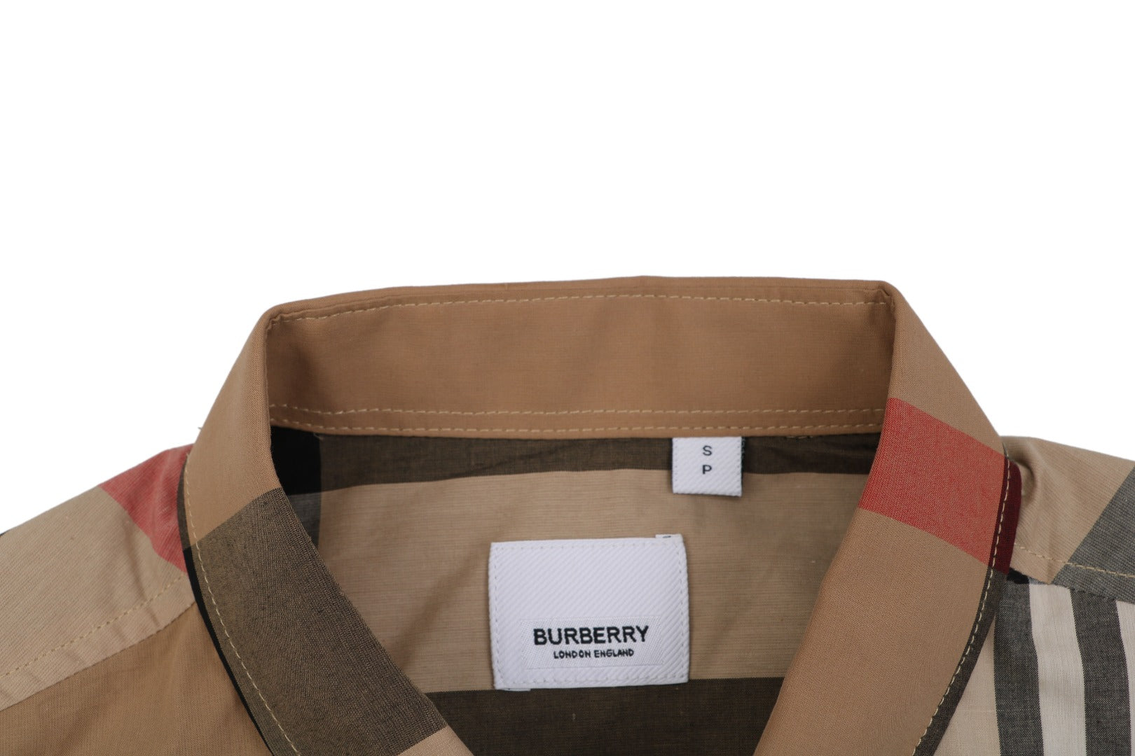 Burberry Patchwork Check Long Sleeve Shirt — Camel