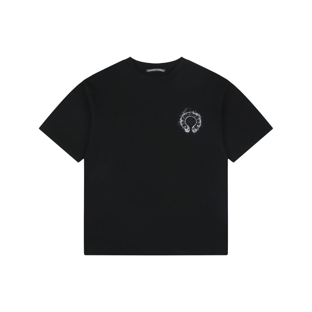 Chrome Hearts Smoke Sanskrit Scroll Embroidered Short Sleeve Tee — Black