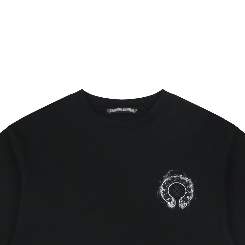Chrome Hearts Smoke Sanskrit Scroll Embroidered Short Sleeve Tee — Black