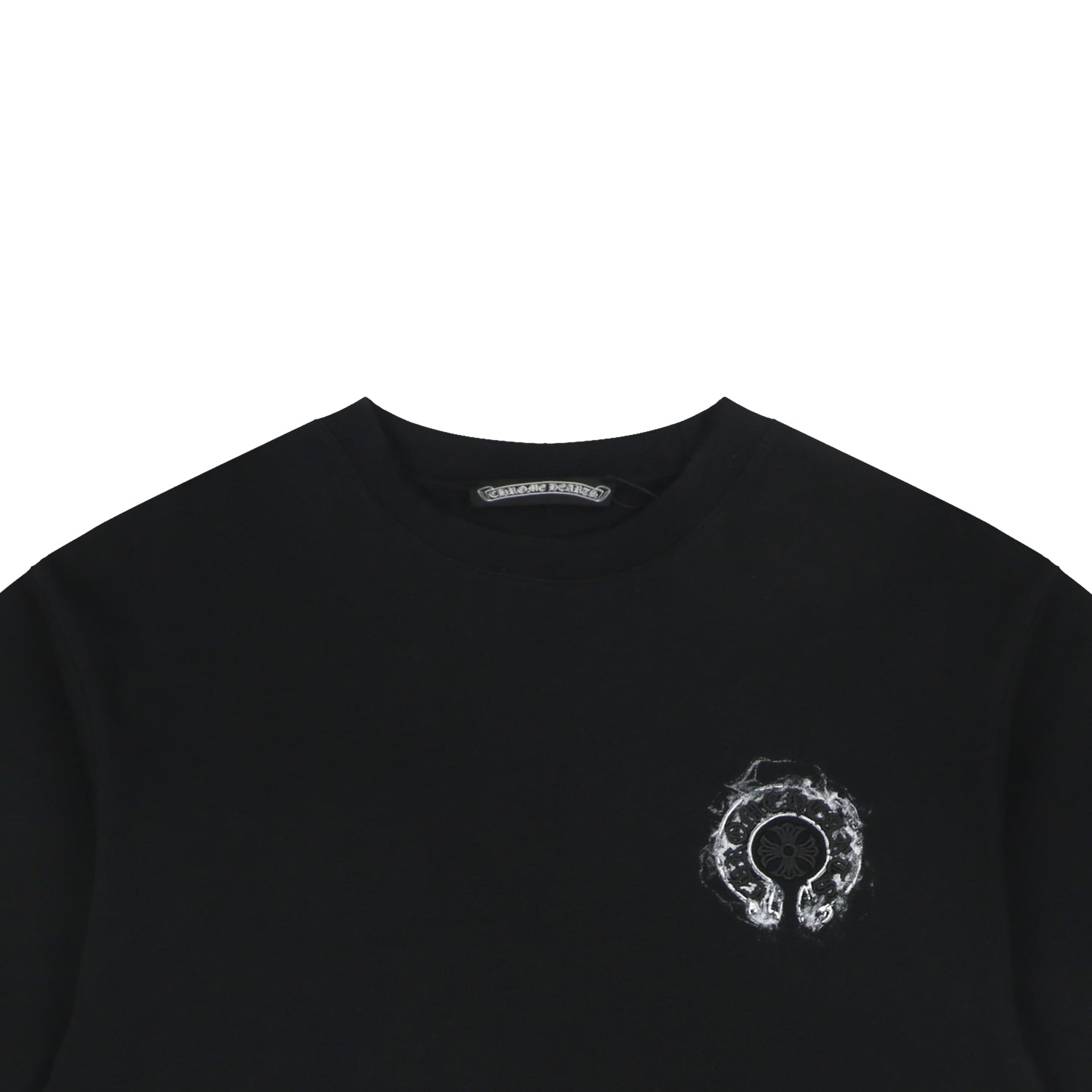 Chrome Hearts Smoke Sanskrit Scroll Embroidered Short Sleeve Tee — Black