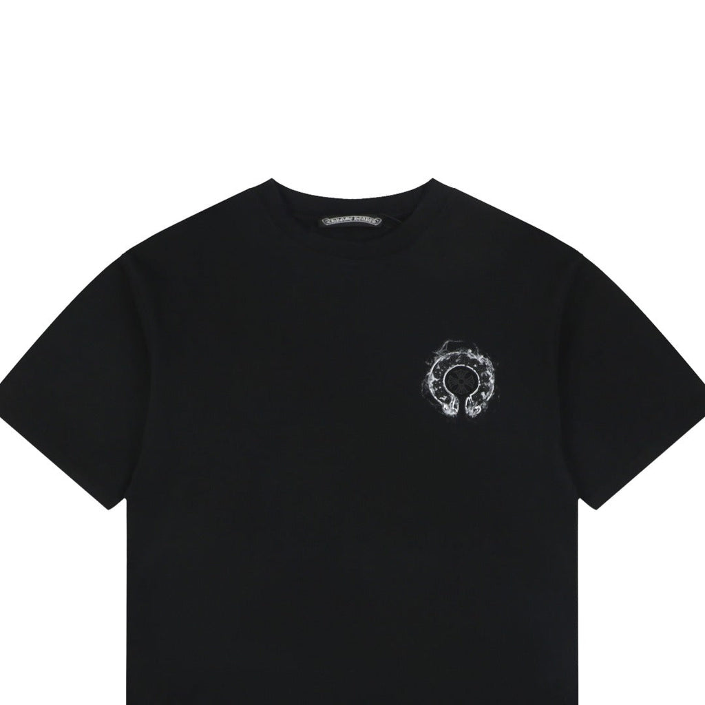 Chrome Hearts Smoke Sanskrit Scroll Embroidered Short Sleeve Tee — Black