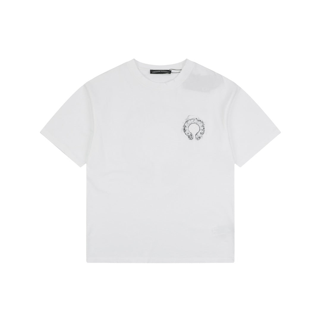 Chrome Hearts Smoke Sanskrit Scroll Embroidered Short Sleeve Tee — White