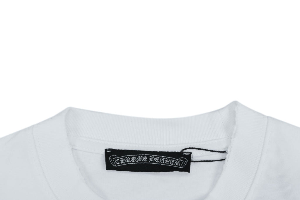 Chrome Hearts Smoke Sanskrit Scroll Embroidered Short Sleeve Tee — White