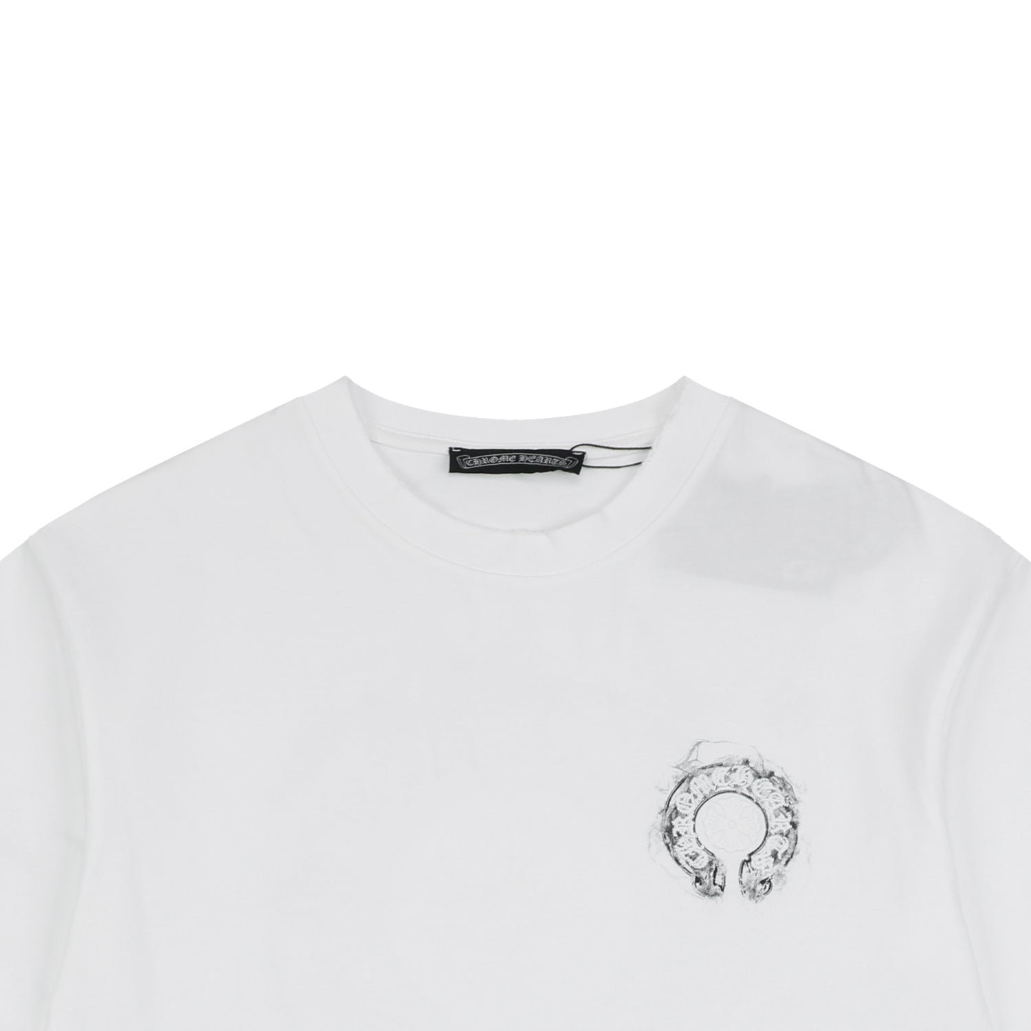 Chrome Hearts Smoke Sanskrit Scroll Embroidered Short Sleeve Tee — White