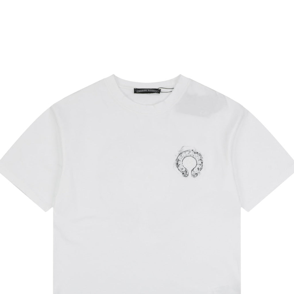 Chrome Hearts Smoke Sanskrit Scroll Embroidered Short Sleeve Tee — White