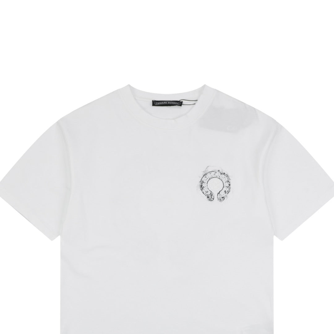 Chrome Hearts Smoke Sanskrit Scroll Embroidered Short Sleeve Tee — White
