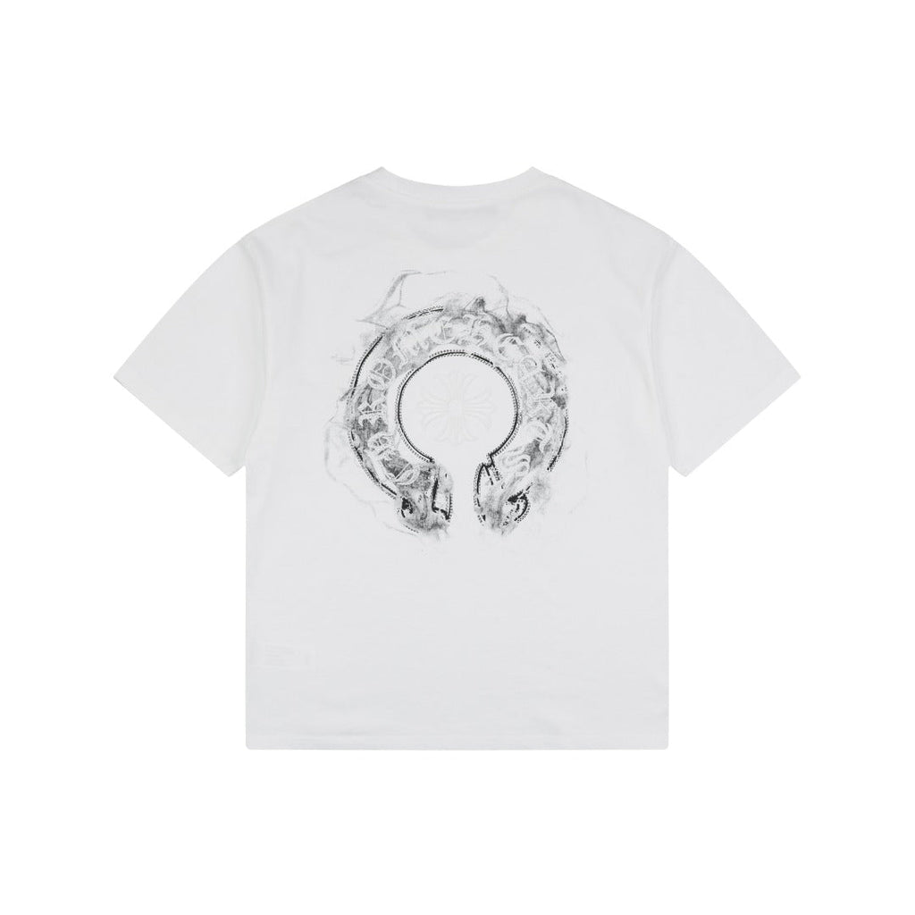 Chrome Hearts Smoke Sanskrit Scroll Embroidered Short Sleeve Tee — White