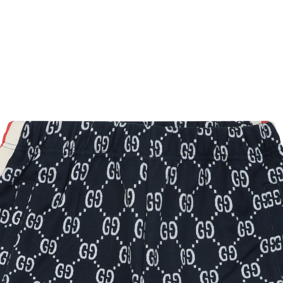 Gucci GG Jacquard Red Web Stripe Shorts — Navy