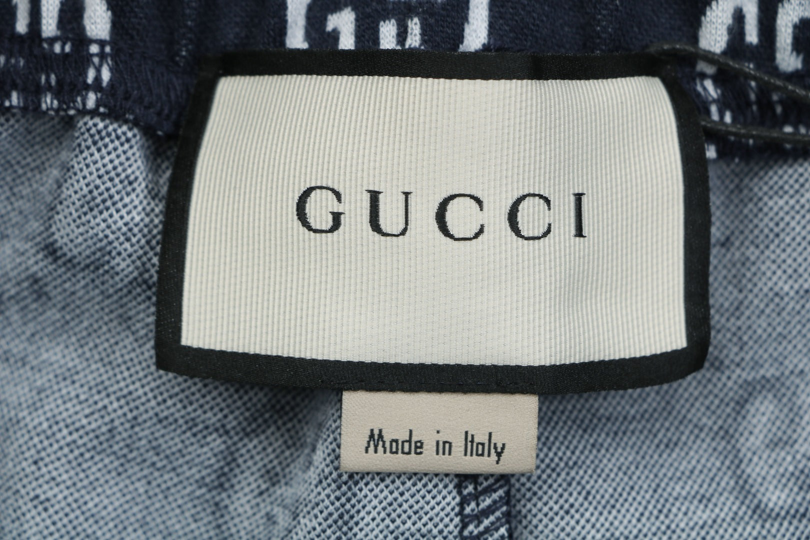 Gucci GG Jacquard Red Web Stripe Shorts — Navy