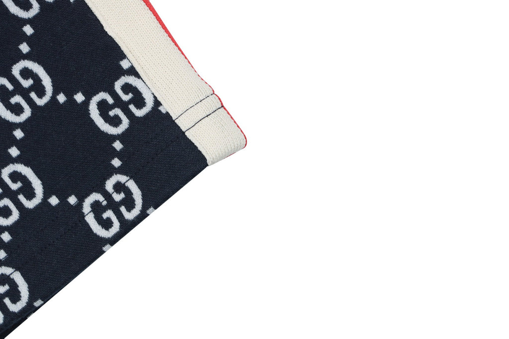 Gucci GG Jacquard Red Web Stripe Shorts — Navy
