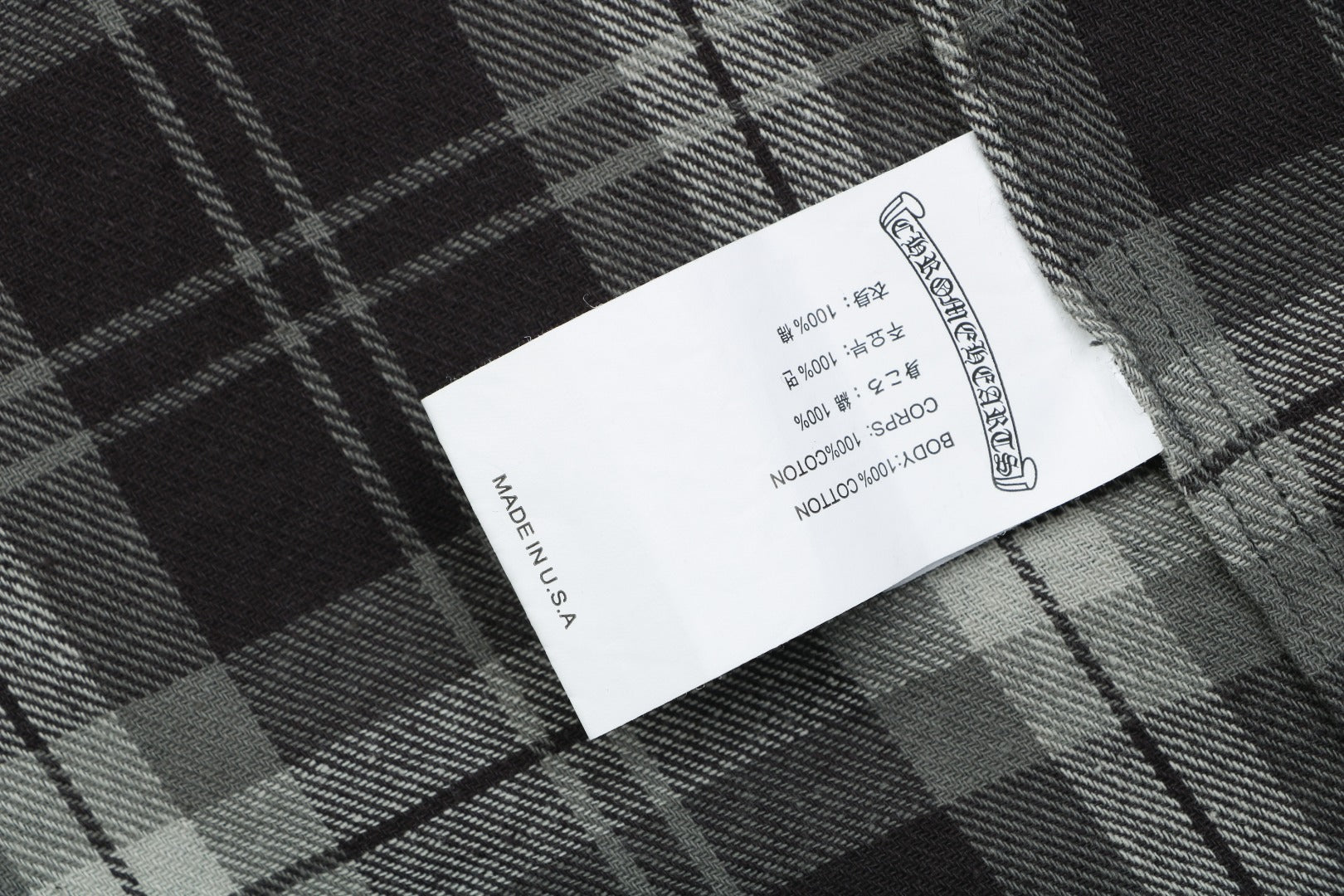 Chrome Hearts All-Over Plaid Cross Long Sleeve Shirt — Black / Grey / Green