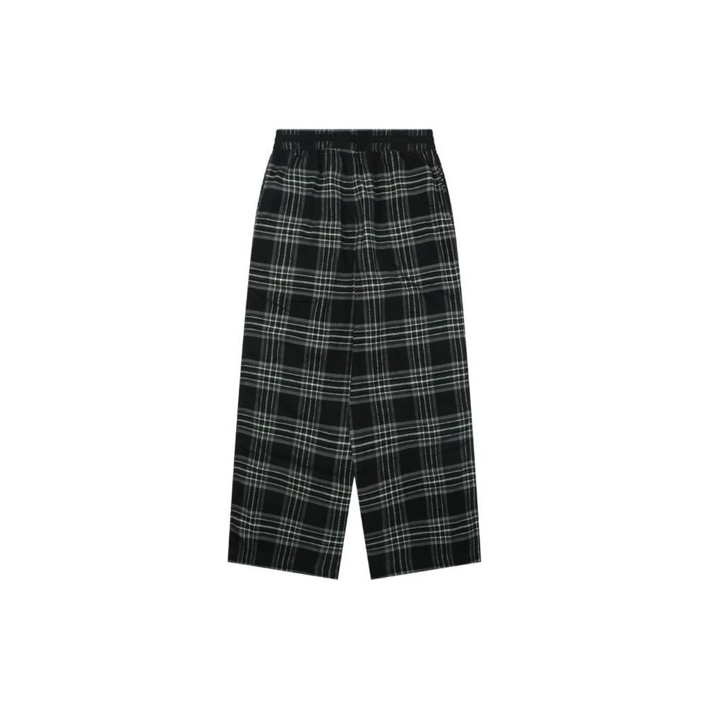 Chrome Hearts All-Over Plaid Cross Leather Tab Trousers — Black / Grey / Green
