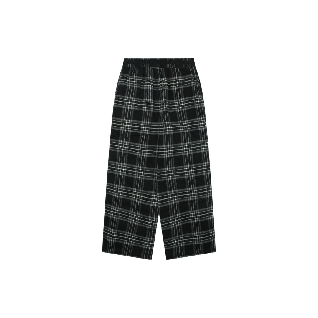 Chrome Hearts All-Over Plaid Cross Leather Tab Trousers — Black / Grey / Green