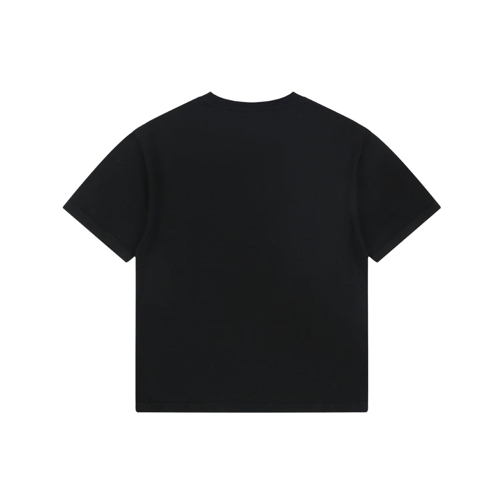 Louis Vuitton Safety Pin Letter Embroidered Knit Short Sleeve Tee — Black