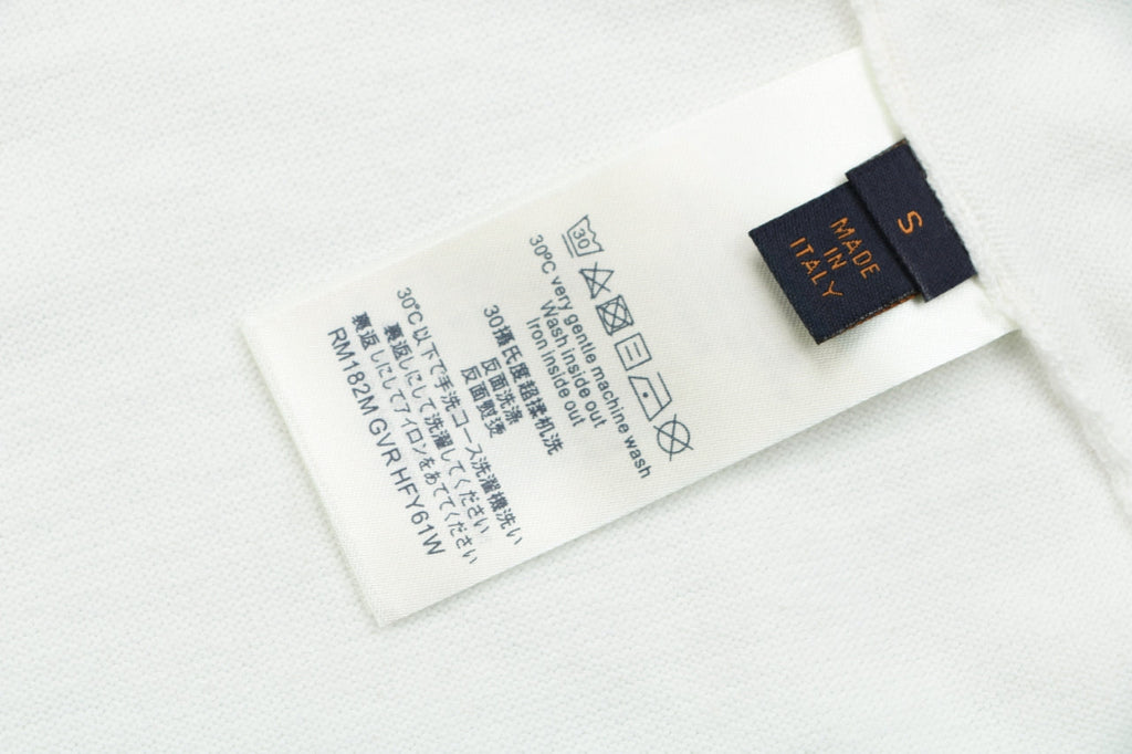 Louis Vuitton Safety Pin Letter Embroidered Knit Short Sleeve Tee — White