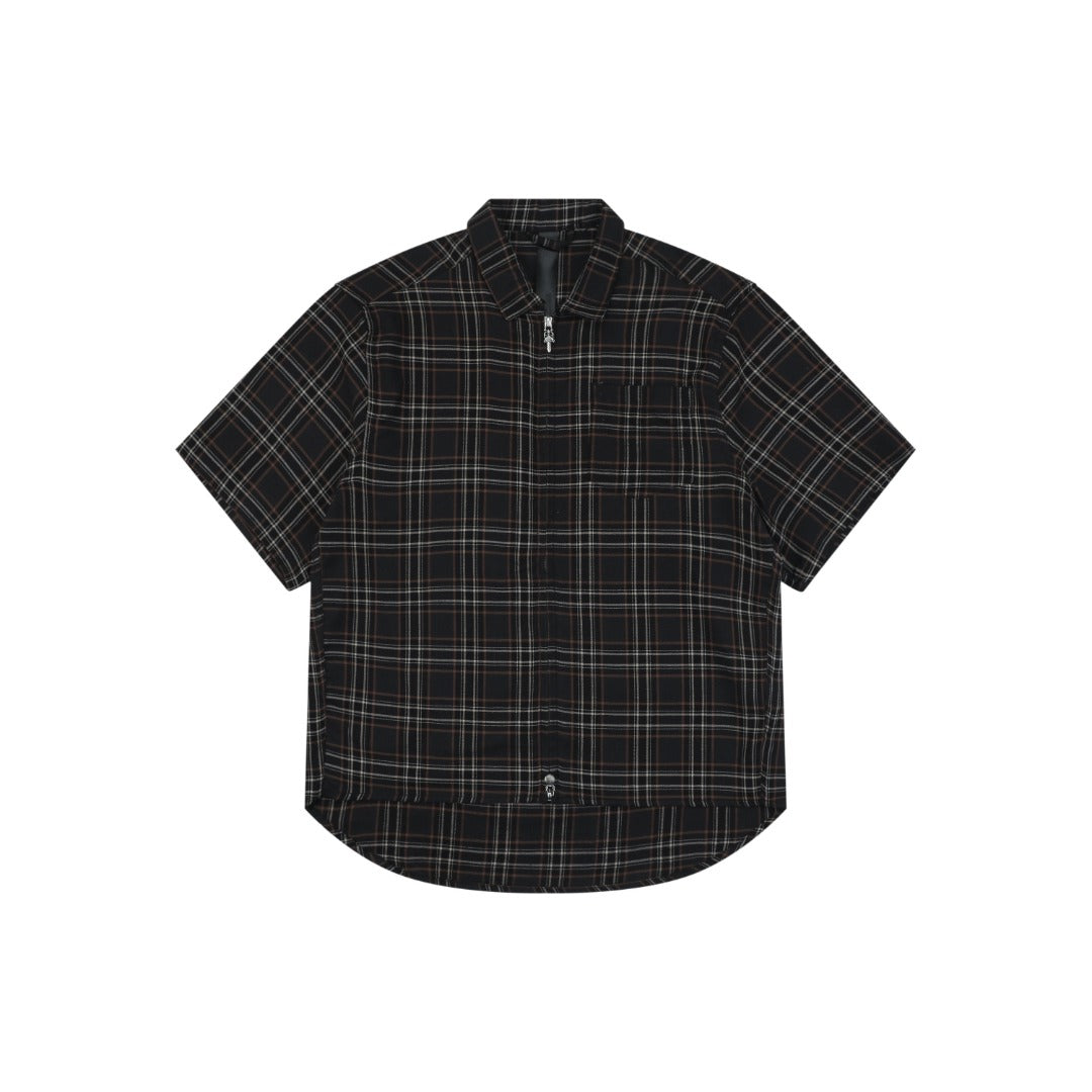 Chrome Hearts Plaid Short Sleeve Shirt — Black / Red / White