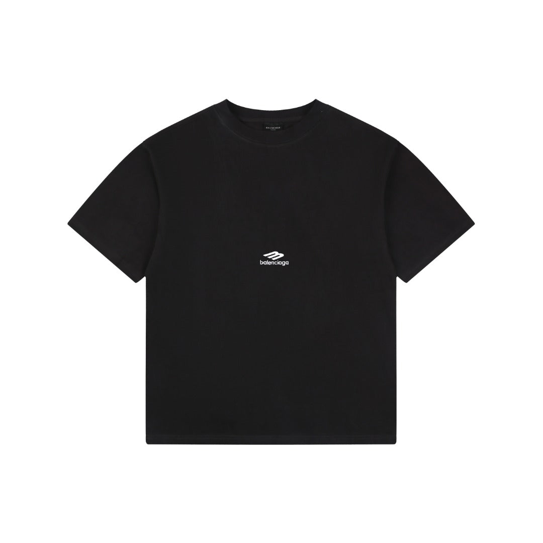 Balenciaga Back Large 3B Letter Embroidered Short Sleeve Tee — Black