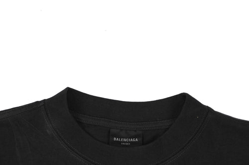 Balenciaga Back Large 3B Letter Embroidered Short Sleeve Tee — Black