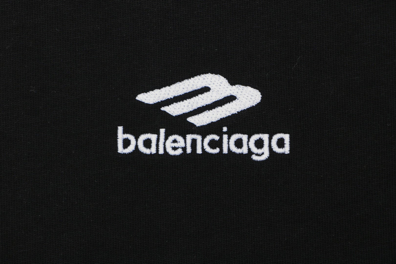 Balenciaga Back Large 3B Letter Embroidered Short Sleeve Tee — Black