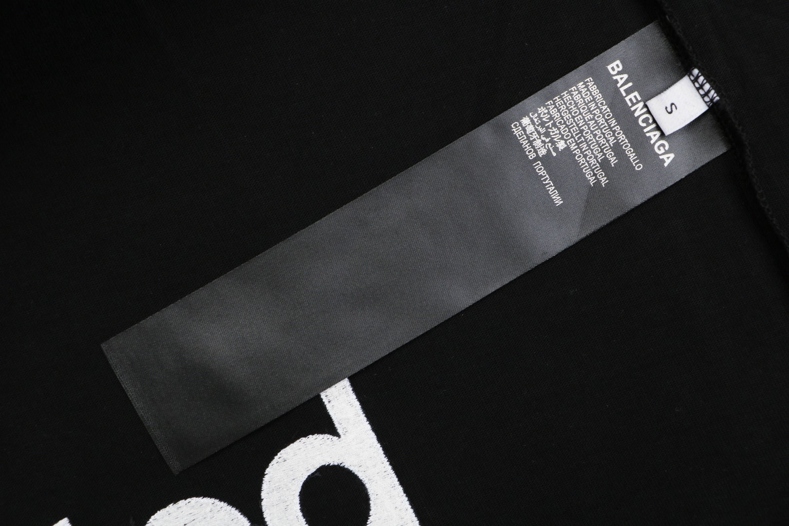 Balenciaga Back Large 3B Letter Embroidered Short Sleeve Tee — Black